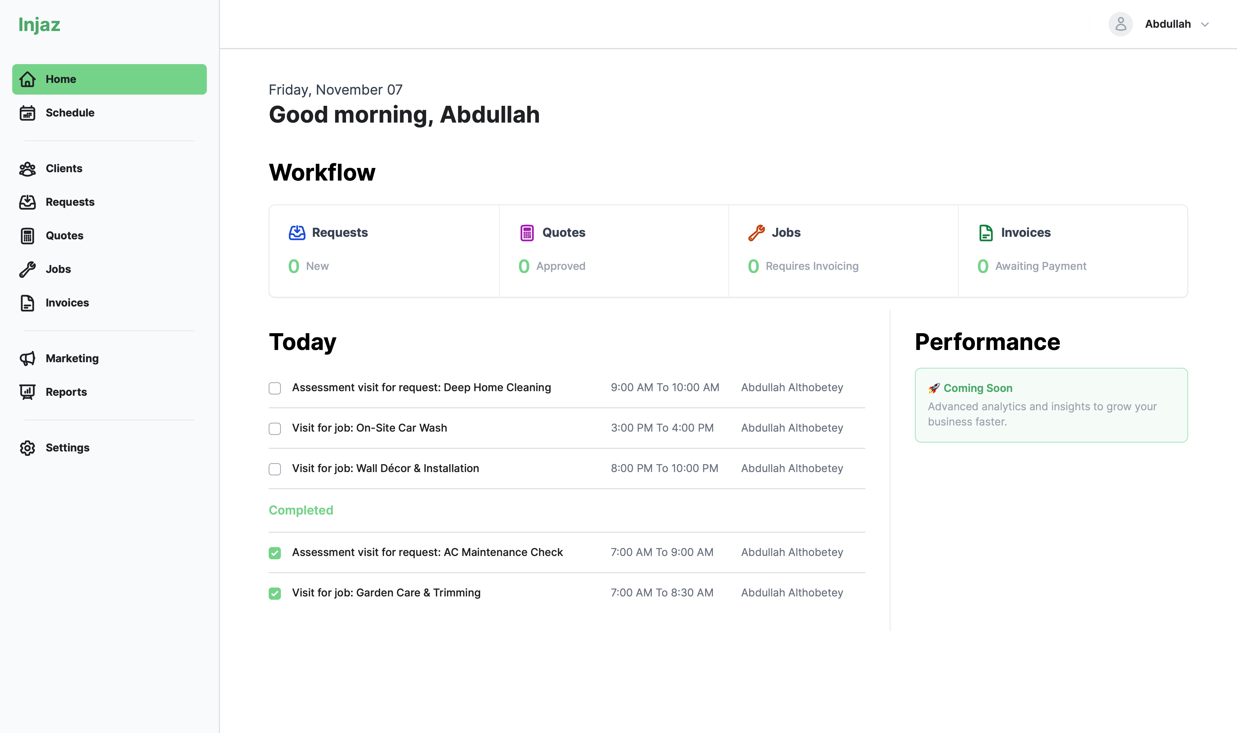 Injaz platform screenshot